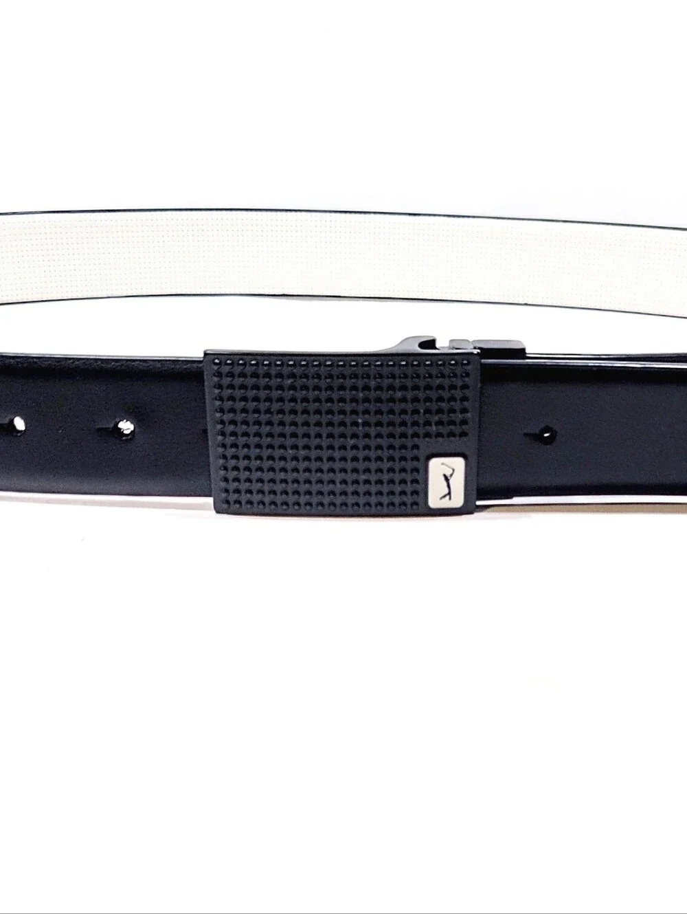 PGA Tour Mens Reversible Golf Belt White Black Imitation Leather Buckle PG06010N